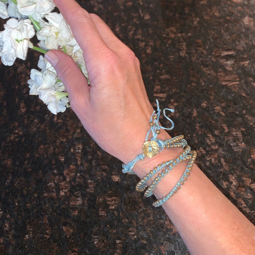Woven Brass Beaded Bracelet